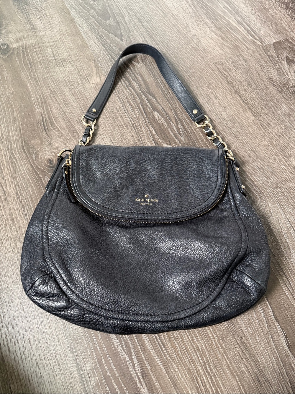 Kate Spade Black Leather Shoulder Hobo Bag